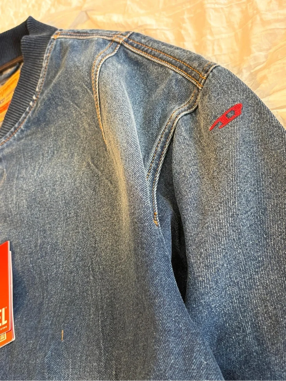 Diesel D-Vinz-S Denim Bomber Jacket Indigo Blue Men’s Size XL